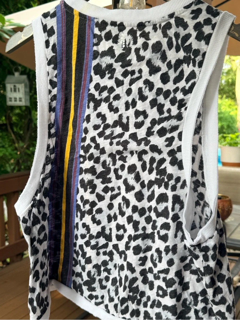 Free People Beige Leopard Tank with purple and yellow  Stripe